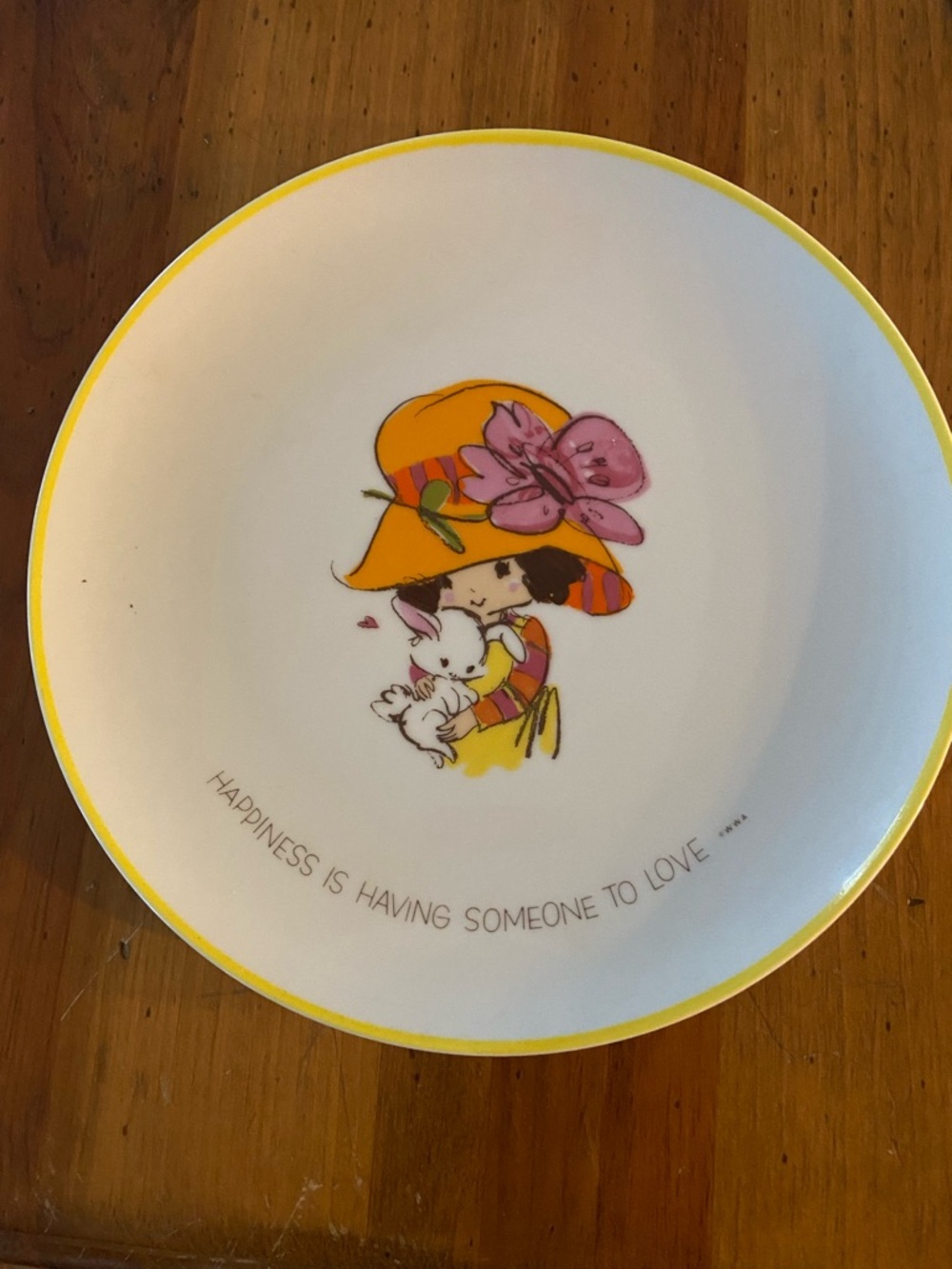 Mopsie Collector’s Edition Vintage Girl with Bunny Porcelain Plate 1973